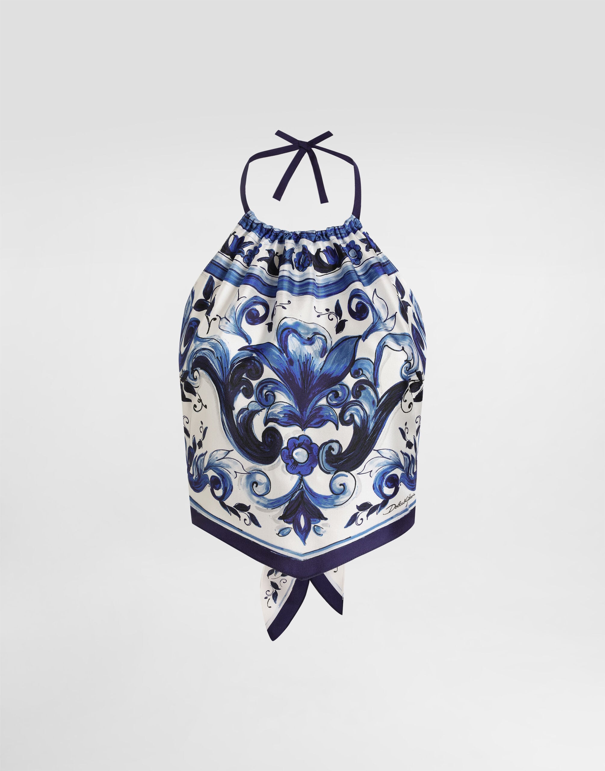 Majolica-print silk top in Print for Women | Dolce&Gabbana® US