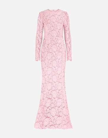Dolce & Gabbana Long lace dress with train Pink F6DIHTFURAG
