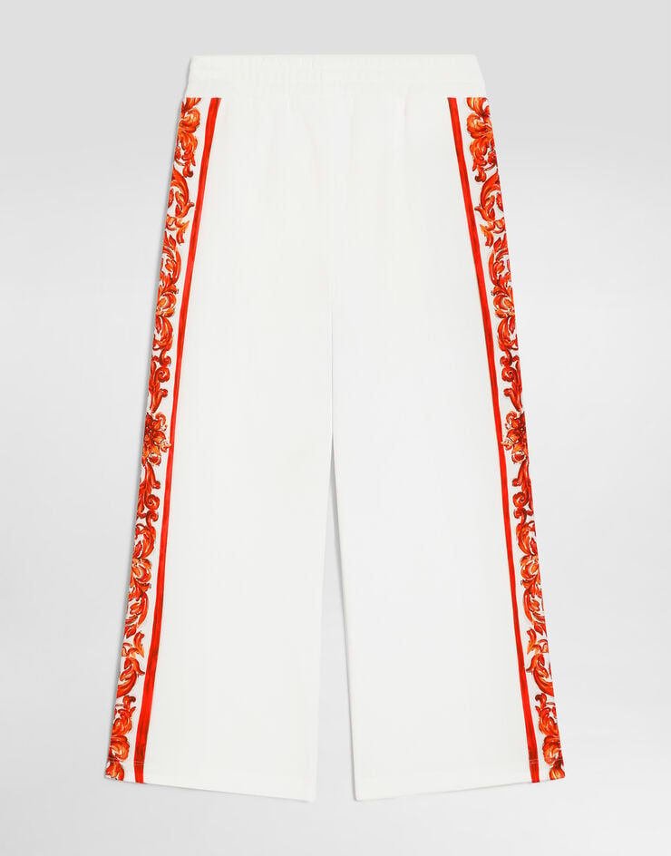 Dolce & Gabbana Majolica-print fleece trousers White L5JPI8G7P4K