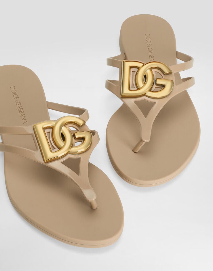 Dolce & Gabbana Rubber beachwear slides with logo Multicolor CW2418AY817