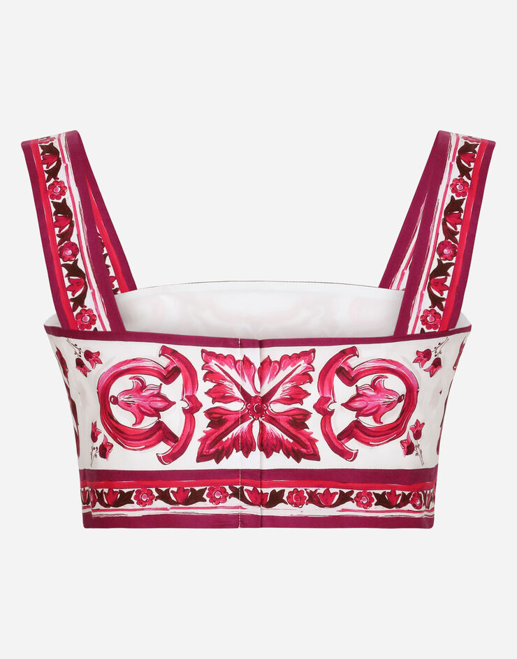Dolce&Gabbana Top aus Popeline Majolika-Print Mehrfarbig F7U70THH5AX