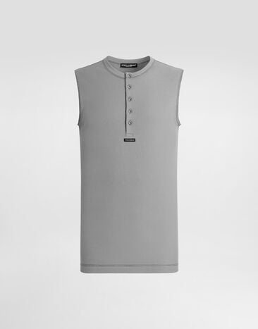 Dolce & Gabbana Футболка-серафино из хлопка Grey G8TO9TFU7AV