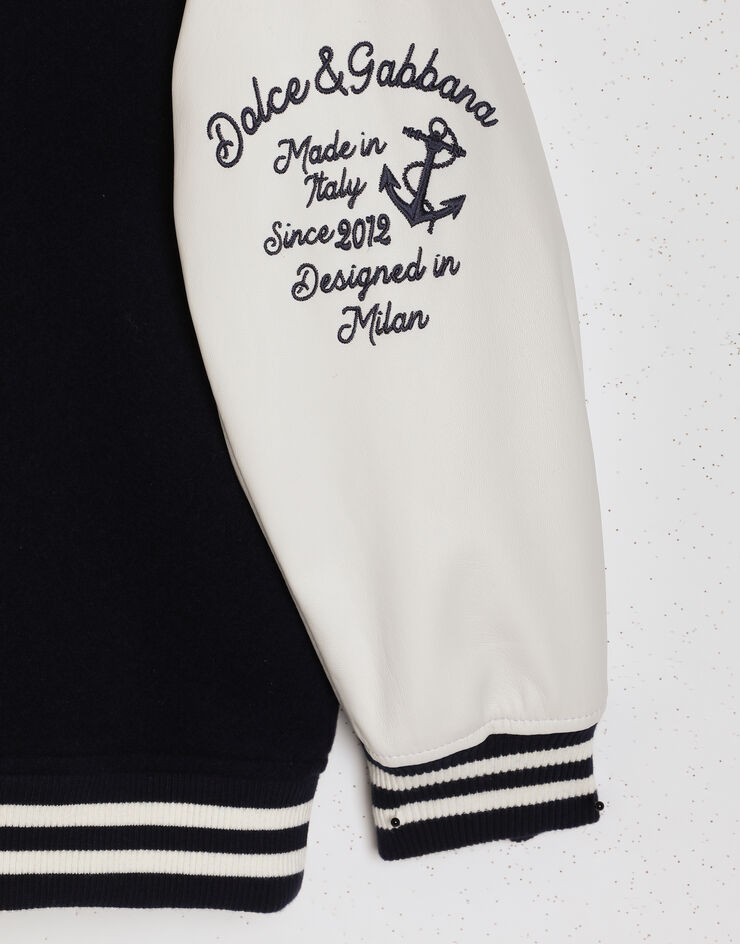 Dolce & Gabbana Cloth bomber jacket with logo Multicolor L42BA3G7QNE