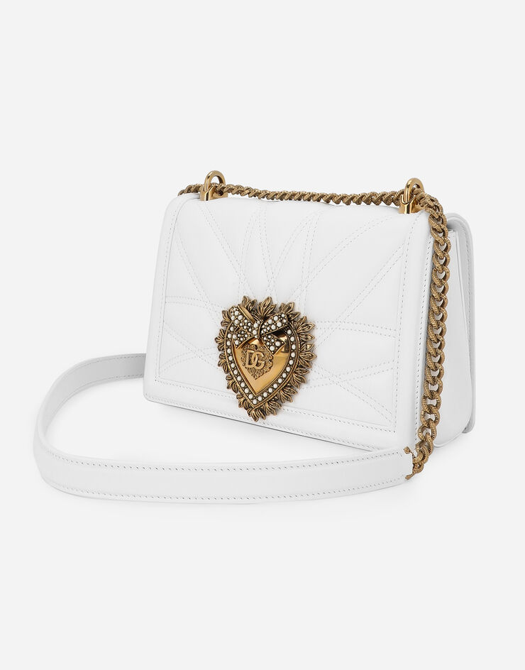 Dolce & Gabbana Devotion 中号绗缝纳帕皮革手袋 白 BB7158AW437