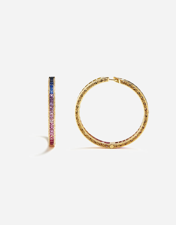 Dolce & Gabbana Серьги-кольца с разноцветными сапфирами ЗОЛОТОЙ WELB1GWMIX1