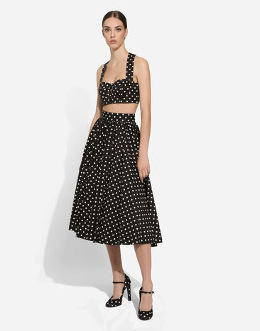 Dolce & Gabbana Cotton calf-length circle skirt with polka-dot print Print F4CWBTHS5R7
