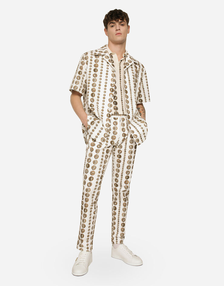 Dolce&Gabbana Coin print stretch drill pants White GY6IETFSFMU