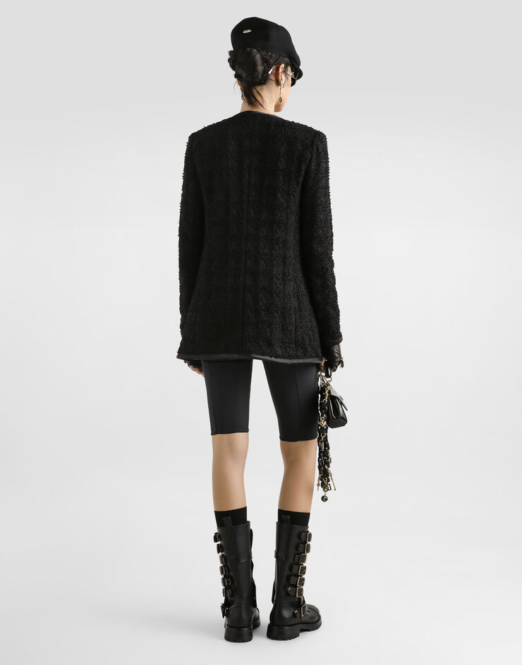 Dolce & Gabbana Single-breasted tweed jacket Black F27EETHUMJK