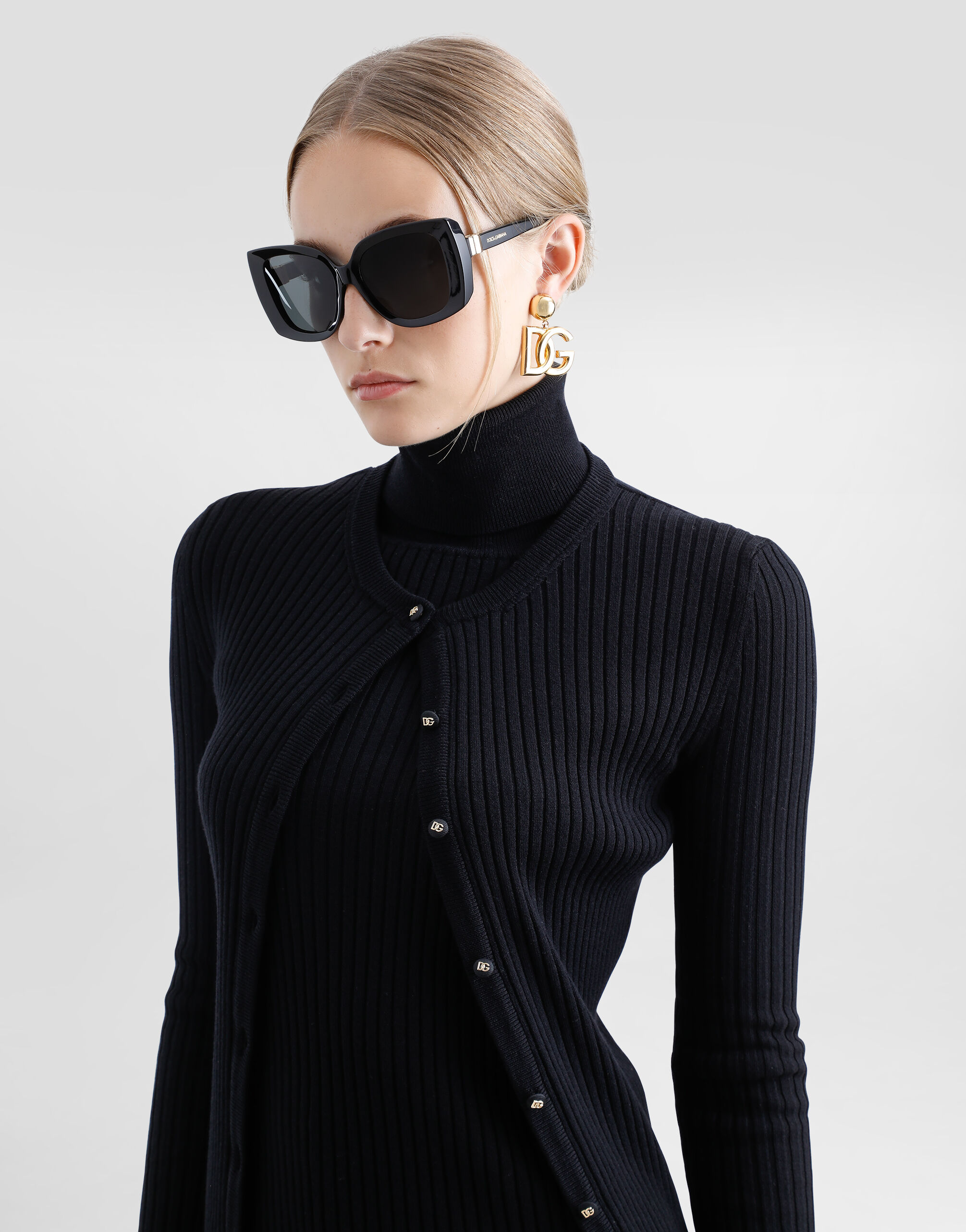 Ribbed wool cardigan in Black for Women | Dolce&Gabbana® US