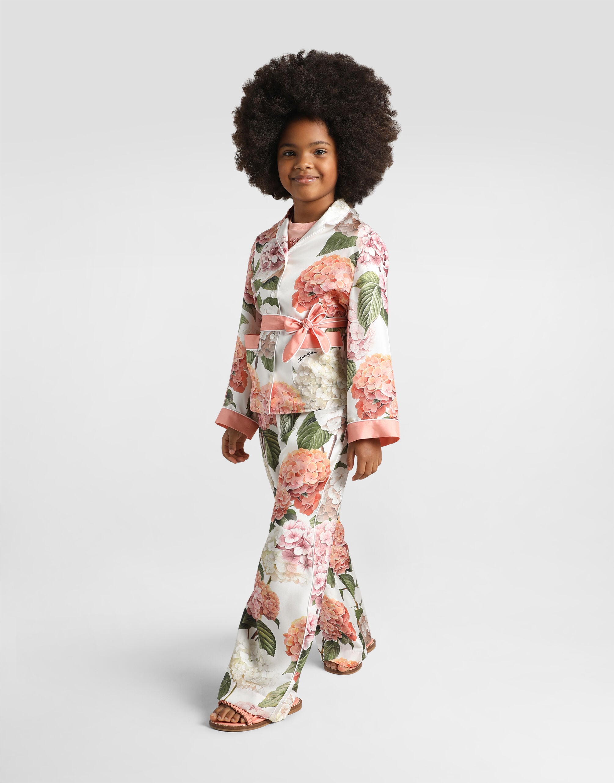 Hydrangea-print vanity twill shirt in Multicolor for Girls