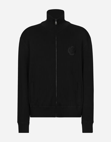 Dolce & Gabbana Cashmere and silk zip-up sweatshirt with DG patch Print G9BJATFS785