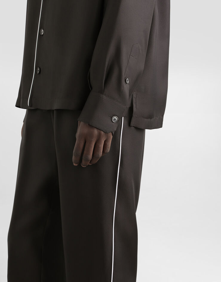 Dolce & Gabbana Silk jogging pants with DG embroidered patch Black GVCRAZGF856