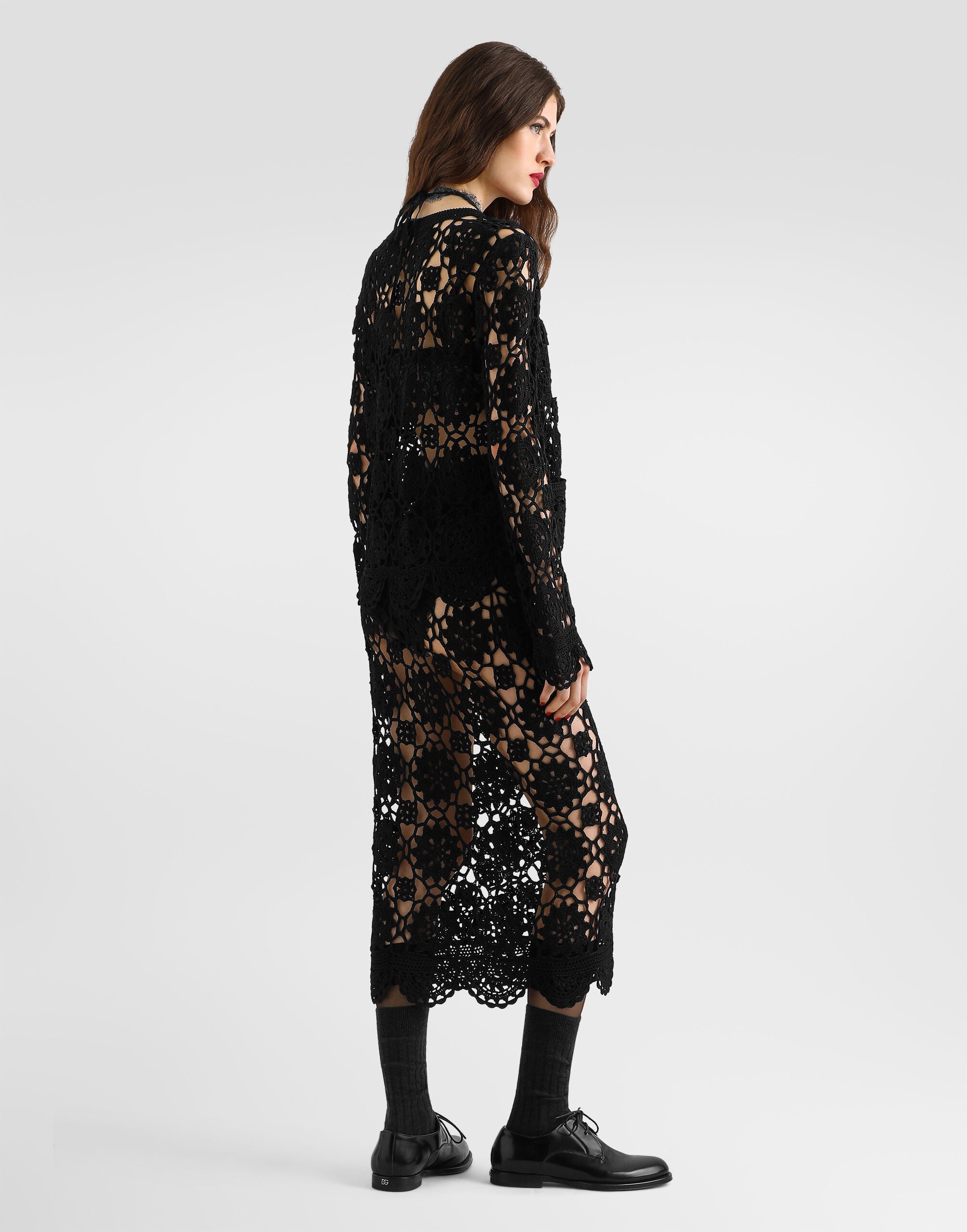 ブラックのウィメンズ クロシェニット カーディガン | Dolce&Gabbana®