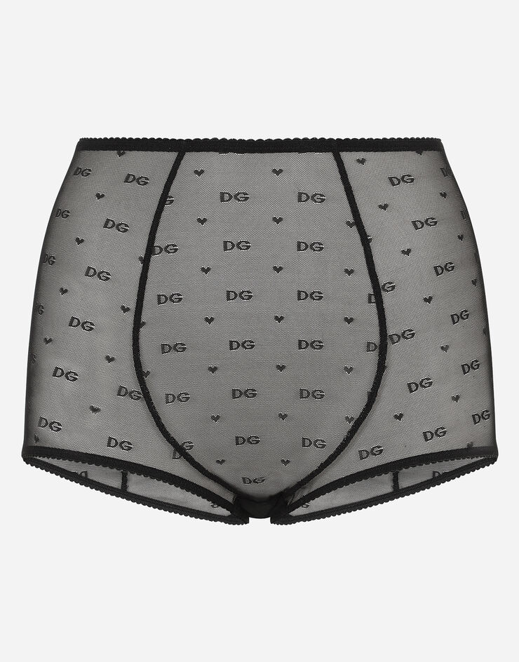 Dolce&Gabbana Jacquard tulle high-waisted panties Black O2B62TFLUAP