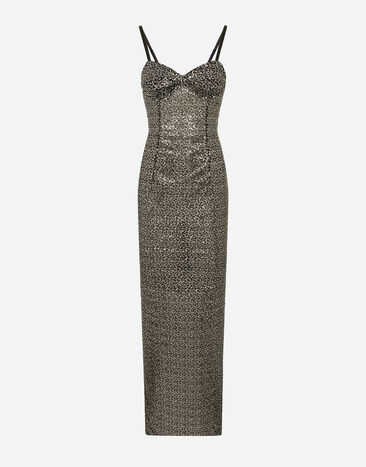 Dolce & Gabbana Vestido largo con corsé de lentejuelas Negro F6DFWTFLSFG