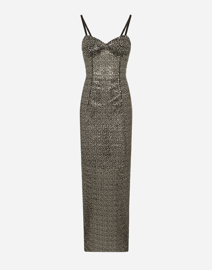Dolce & Gabbana Long sequined corset dress Black F6DFWTFLSFG