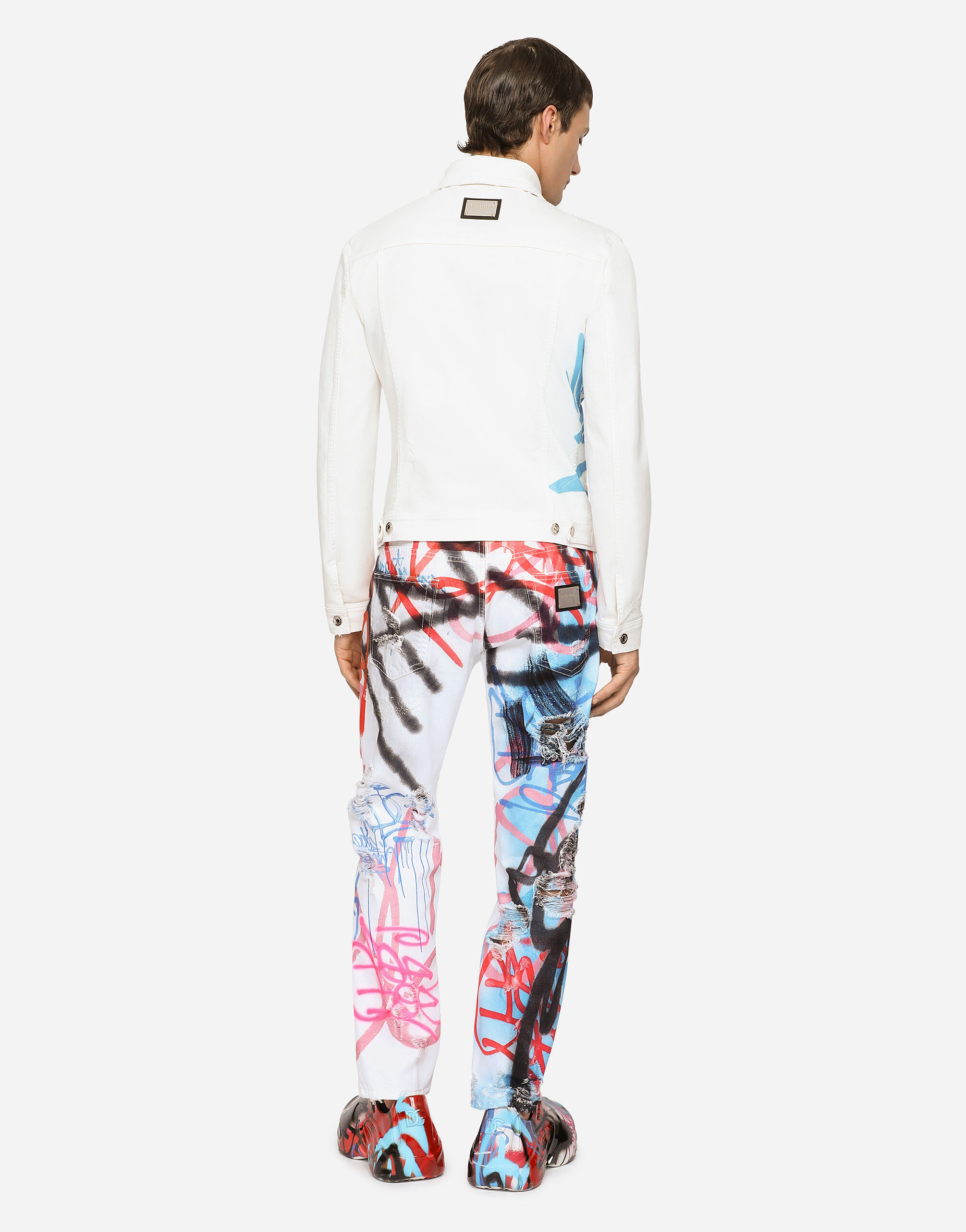 DOLCE ＆ GABBANA ♡ホワイトデニムジャケット ジャケット ホワイトデニム DG Sprayプリント