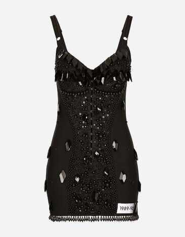 Dolce & Gabbana KIM DOLCE&GABBANA Minikleid mit Stickerei Schwarz F6B3SZGDBR8