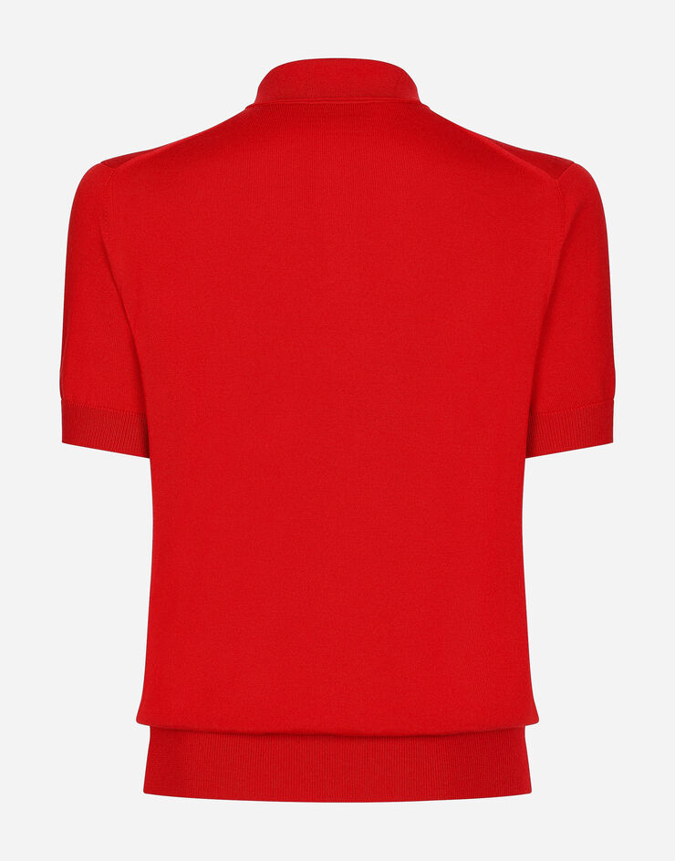 Dolce & Gabbana Pull polo en laine avec plaquette à logo Bordeaux GXO38TJCVC7
