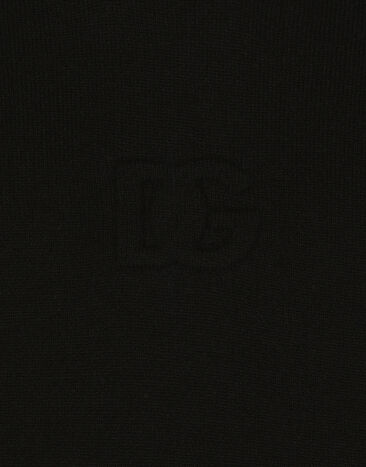 Dolce & Gabbana Wool round-neck sweater with raised DG logo Black GXX01TJFMFC