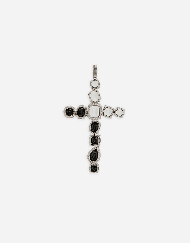 Dolce & Gabbana 18k white gold Anna charm with colorless topazes and black spinels White WAQA3GWTSQS