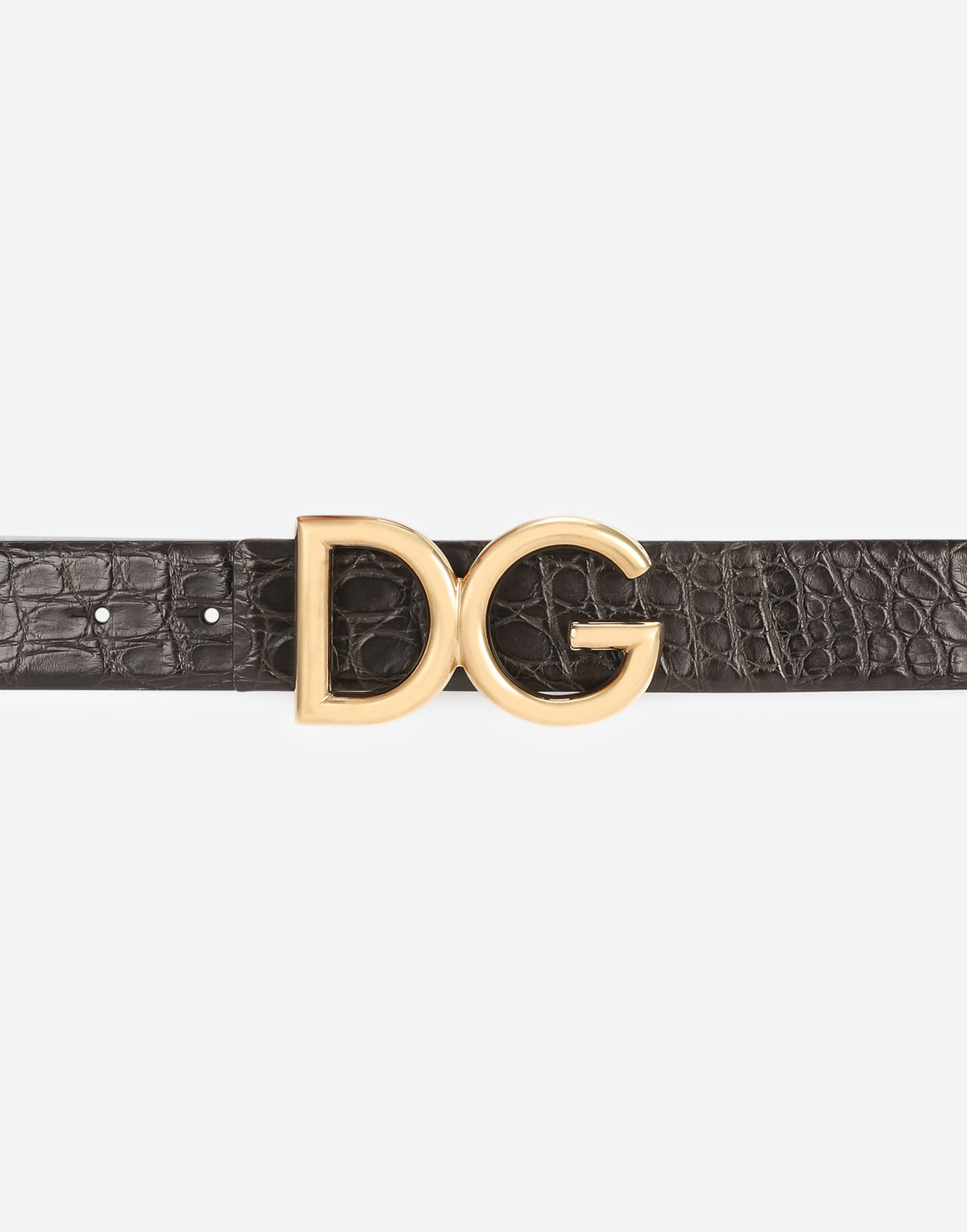 Crocodile flank nappa belt with DG logo in MULTICOLOR for Men