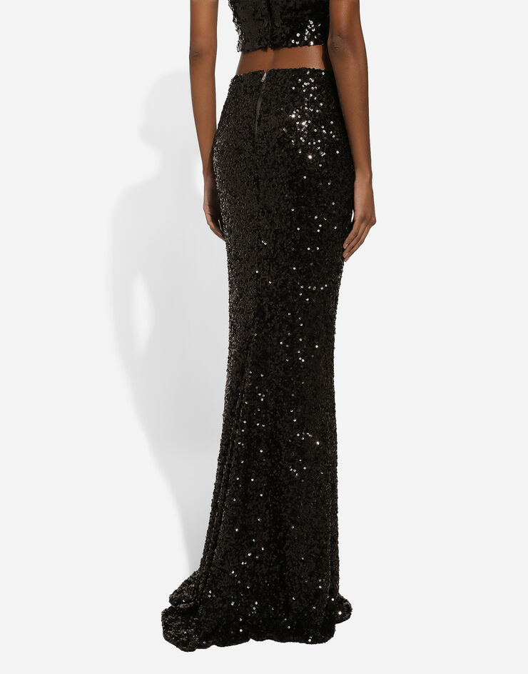 Dolce & Gabbana Long sequined mermaid skirt Black F4BBATHLMZM