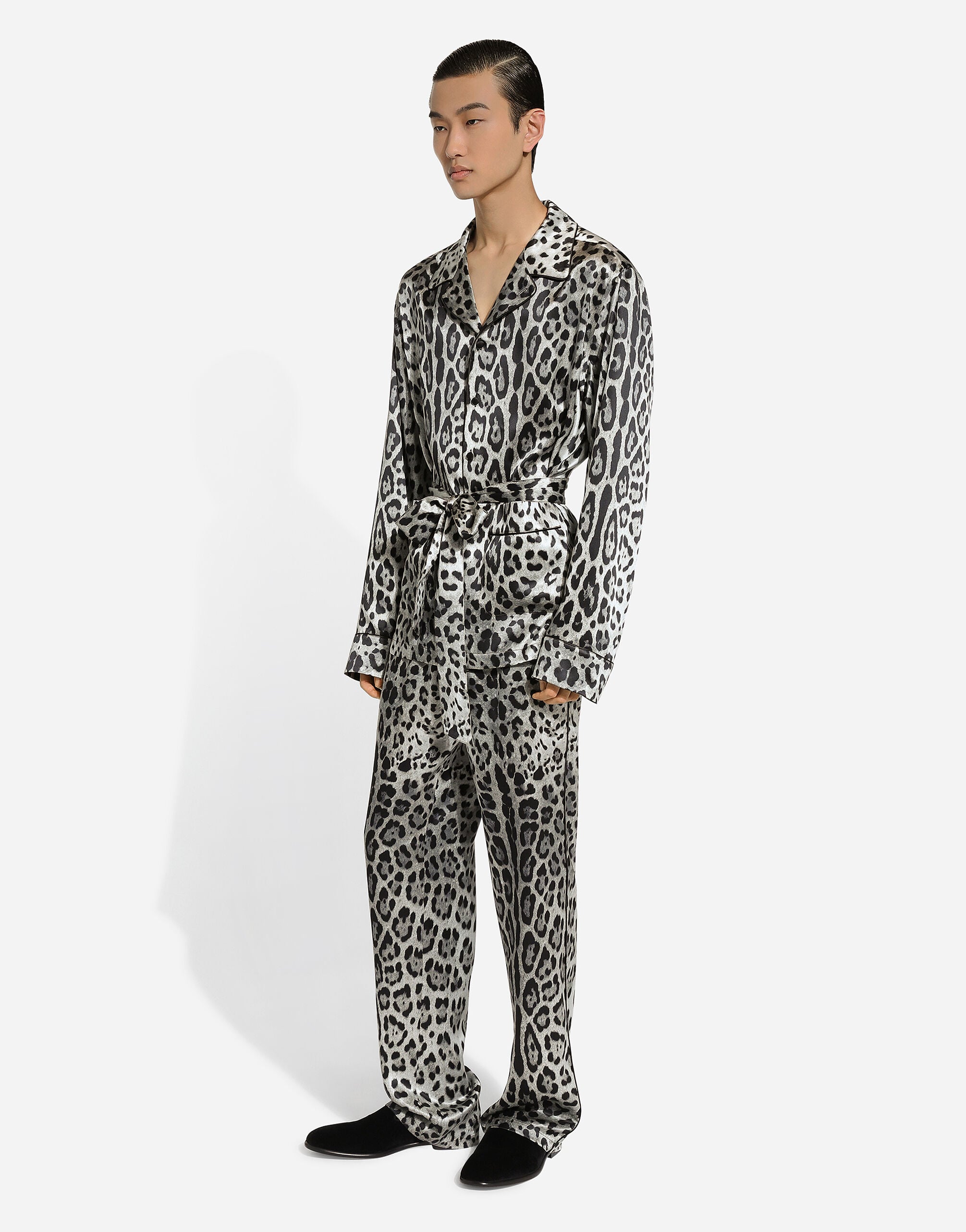 Leopard-print satin robe in Print for Men | Dolce&Gabbana® US