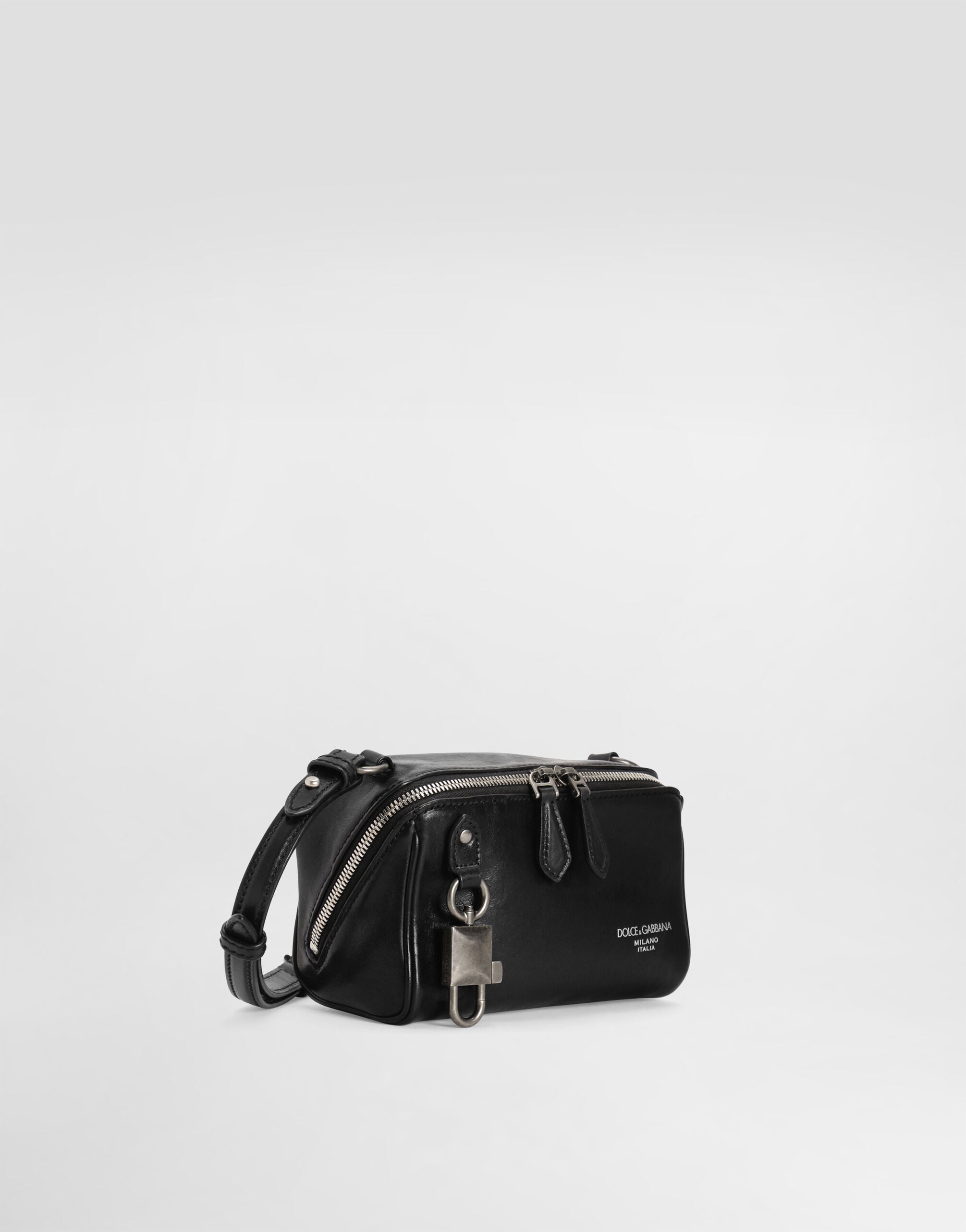 Lock tempesta calfskin crossbody bag in Black for Men