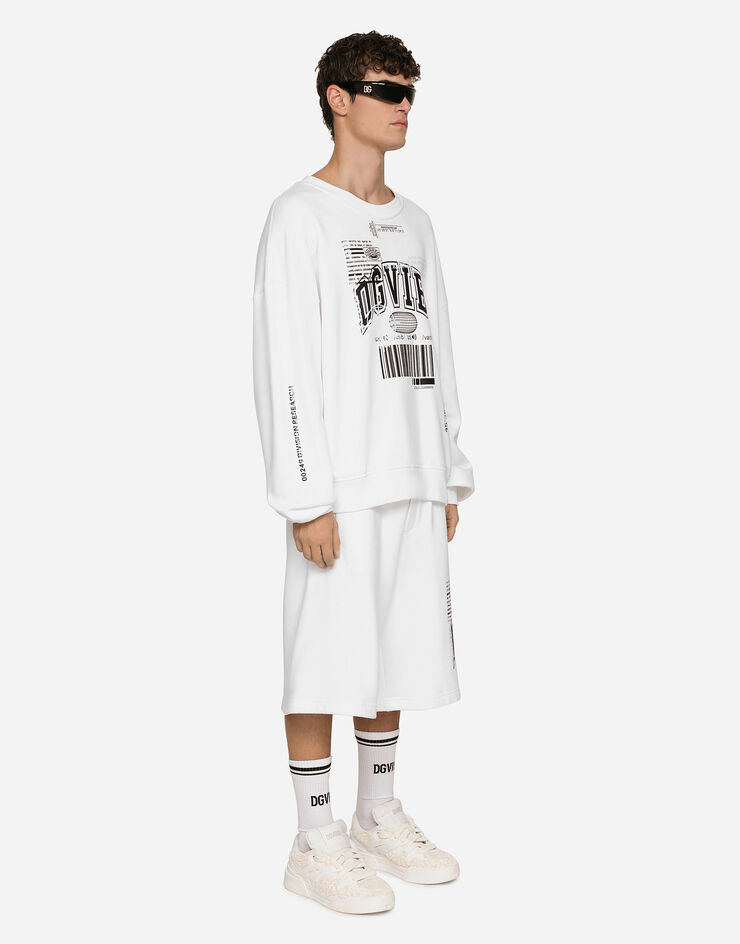 Dolce & Gabbana Sweat-shirt en jersey à imprimé DGVIB3 et logo Blanc G9AQVTG7K3H