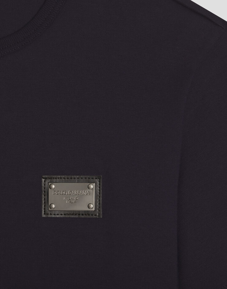 Dolce & Gabbana Jersey-T-Shirt mit Logoplakette Blau L4JT7TG7I2O