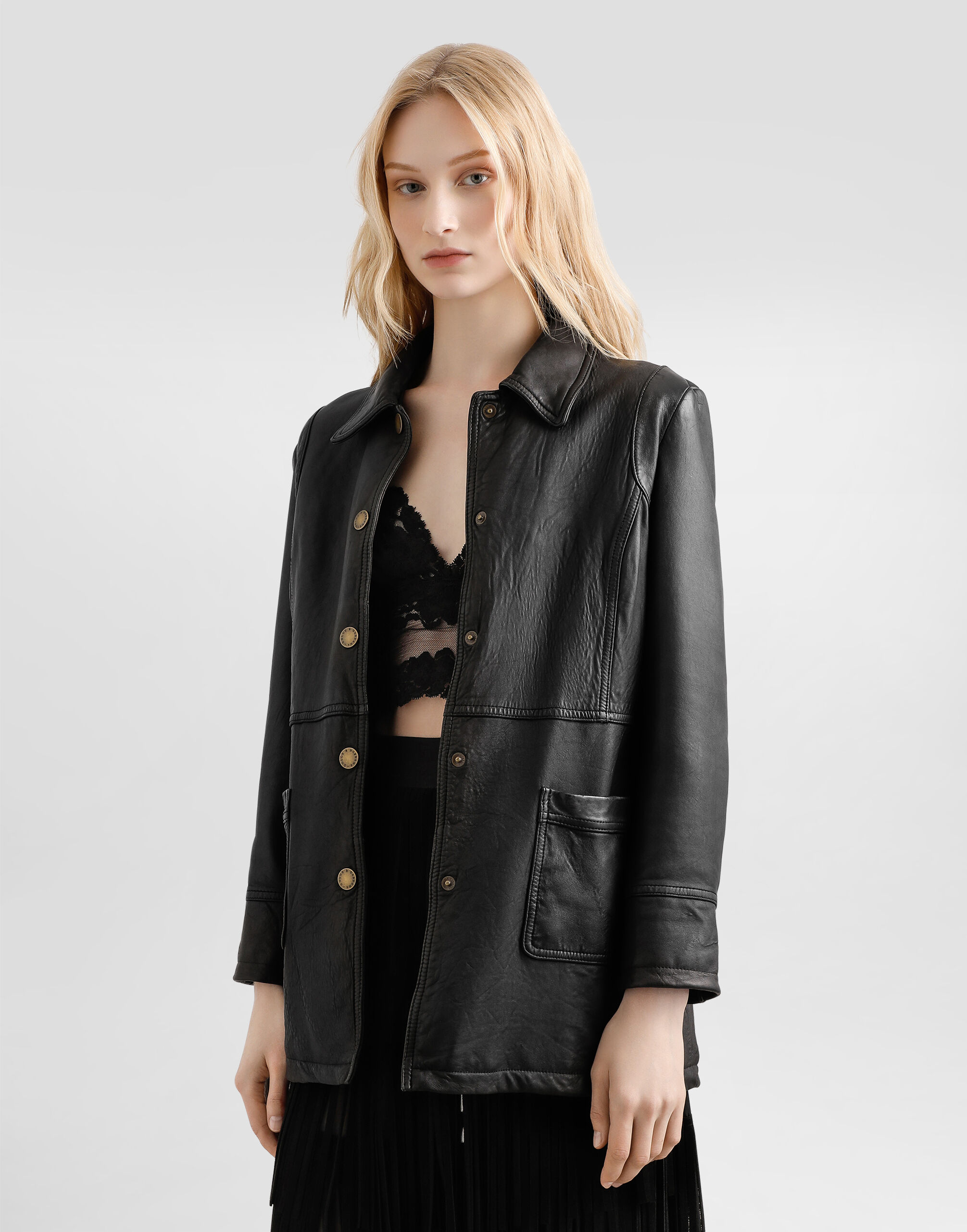 Vintage lambskin jacket in Black for Women | Dolce&Gabbana®