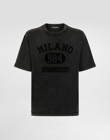 Dolce & Gabbana T-Shirt aus Baumwolle mit Print Black G8RI4TG7PK9
