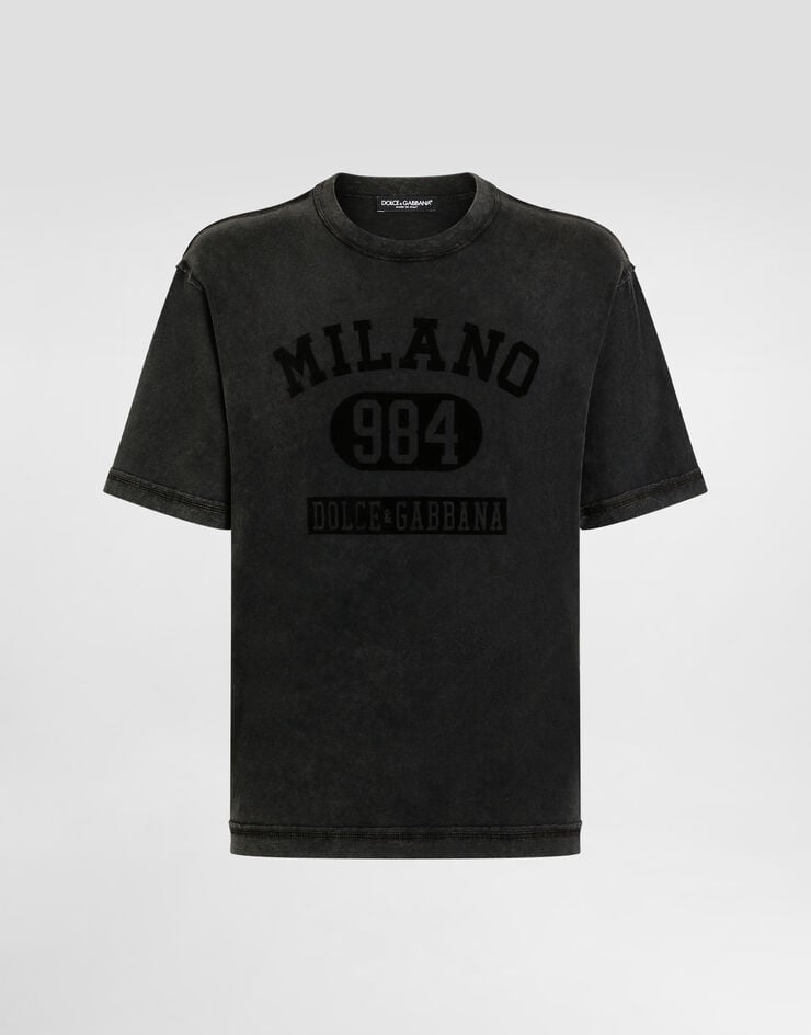 Dolce & Gabbana T-Shirt aus Baumwolle mit Print Black G8RI4TG7PK9