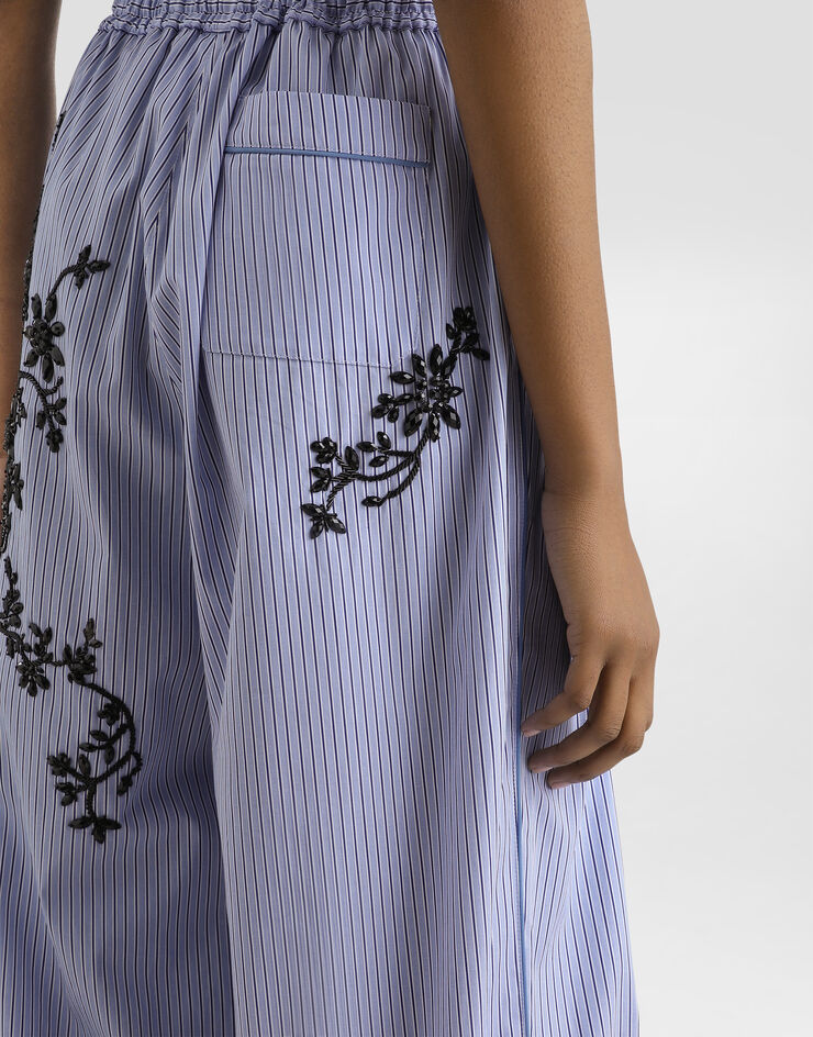 Dolce & Gabbana Striped poplin trousers with flowers embroidery Dolce & Gabbana Striped poplin trousers with flowers embroidery Multicolor FTDJDZGDDRZ