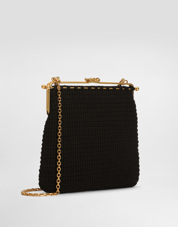 Dolce & Gabbana Borsa a spalla e tracolla Dina in cotone uncinetto Nero BB8009A3T32