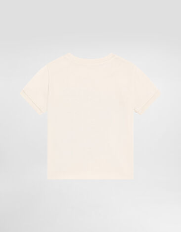 Dolce & Gabbana T-Shirt aus Jersey mit Postkarten-Print  Cream L1JTJDG7PJS