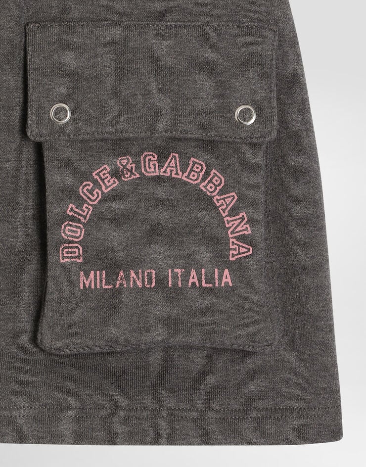 Dolce & Gabbana Fleece skirt with logo print Grey L5JIB7G7PSB