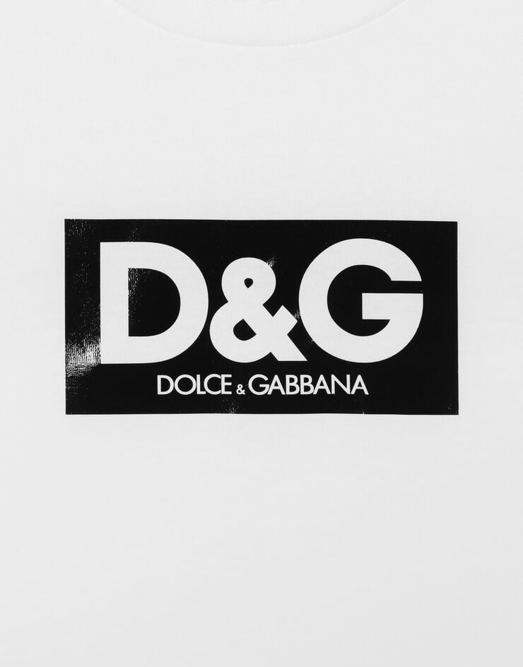 Dolce & Gabbana T-shirt ras de cou en coton avec écusson Blanc G8QI4TFU7EQ
