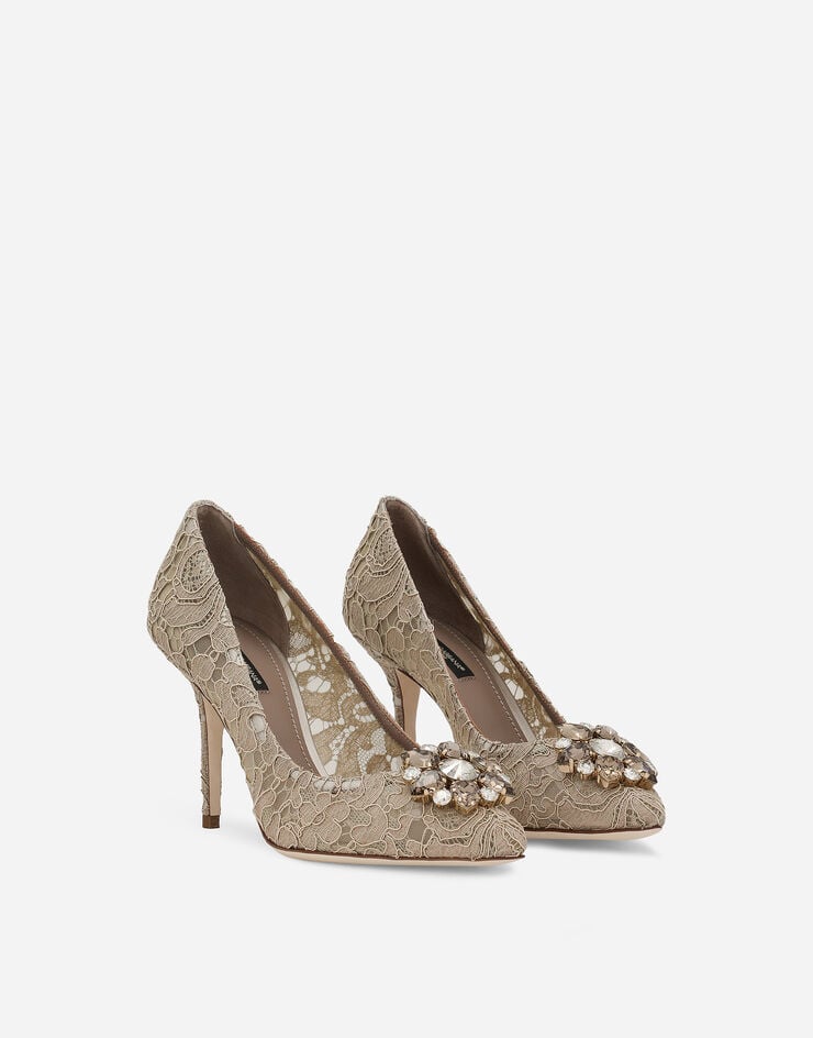 Dolce & Gabbana Lace rainbow pumps with brooch detailing Beige CD0101AL198