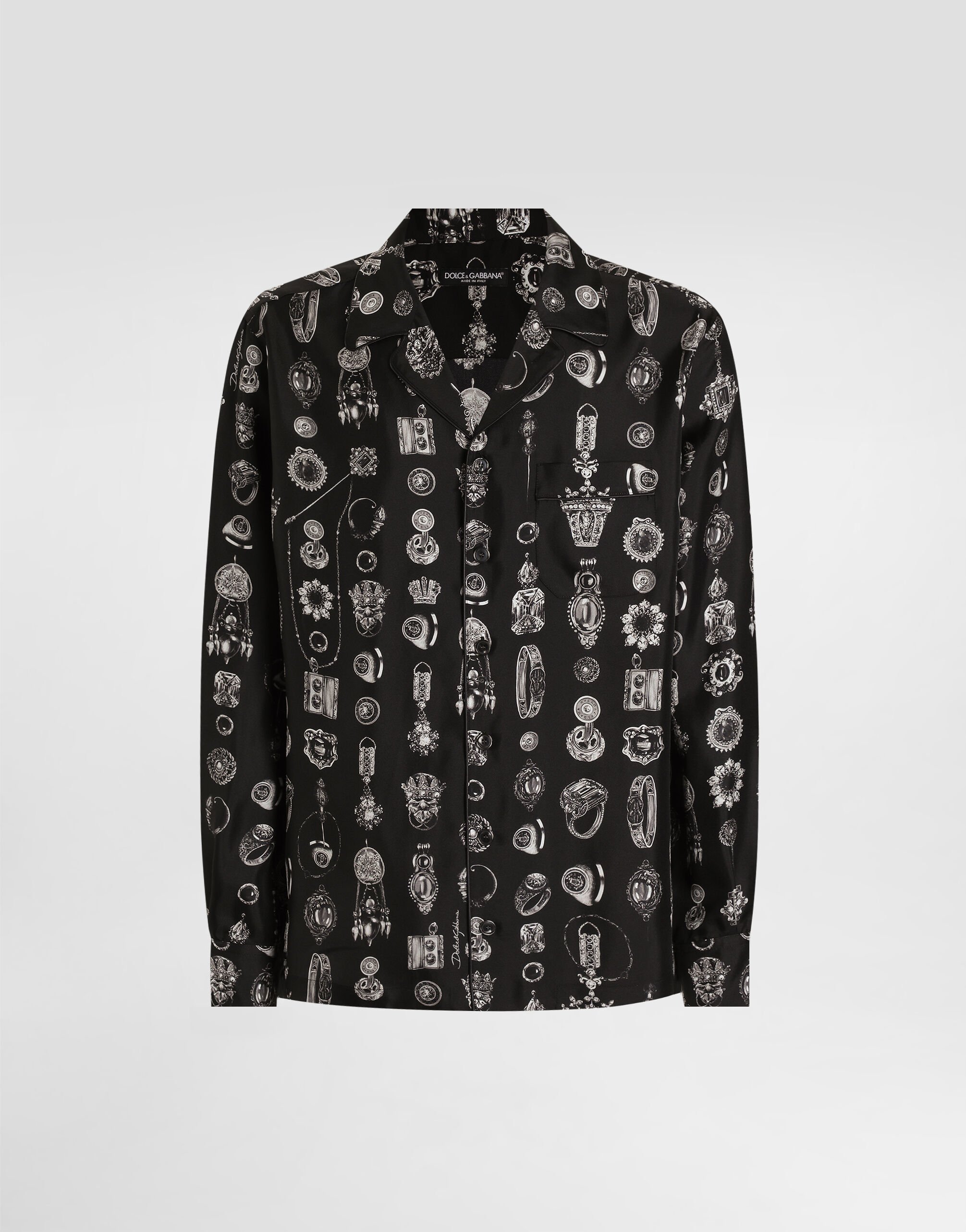 Jewel-print silk twill vanity shirt in Print for Men
