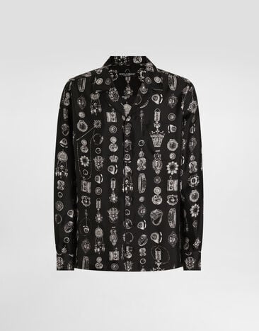 Dolce & Gabbana Jewel-print silk twill vanity shirt Print G5IF1TIS1ZV