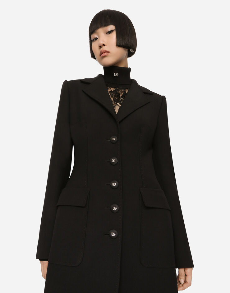 Dolce & Gabbana Single-breasted double crepe coat Black F0C1WTFU3QE