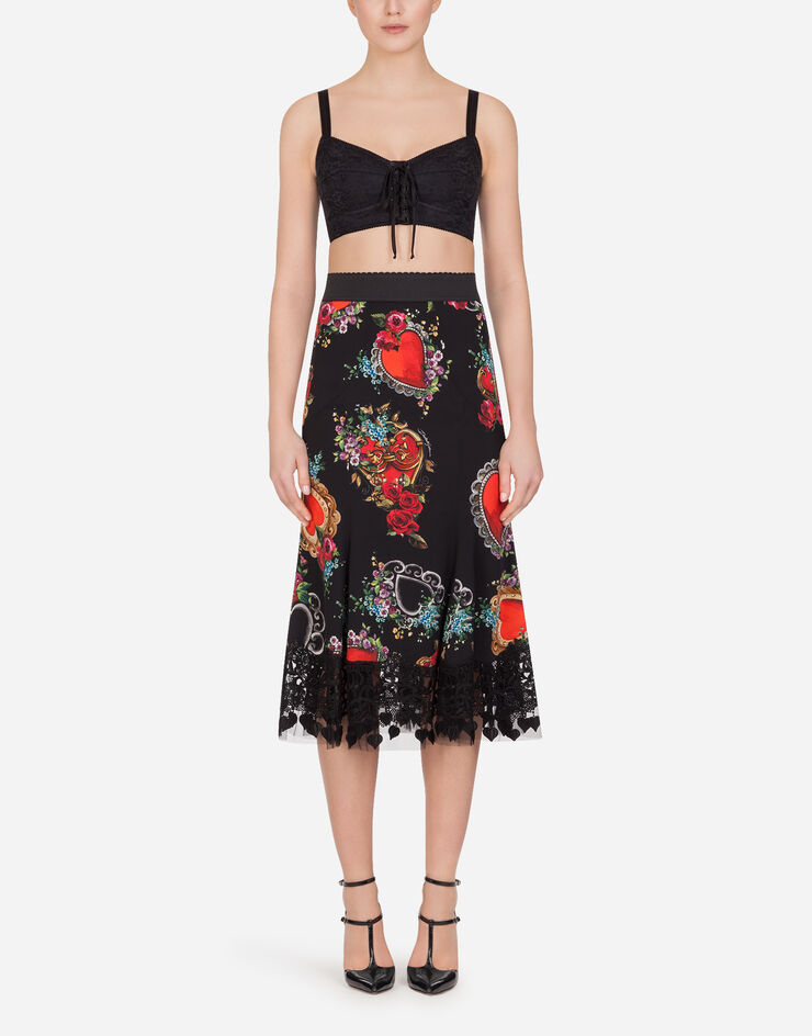 Gonna En Satin à Paillettes Dolce&Gabbana - Taille 40 (FR) / 8 (UK) - Parfaite Pour Soirée Ou Cocktail