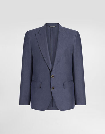 Dolce & Gabbana Jacke Sicilia aus Leinen Blau G2QS6TGG862