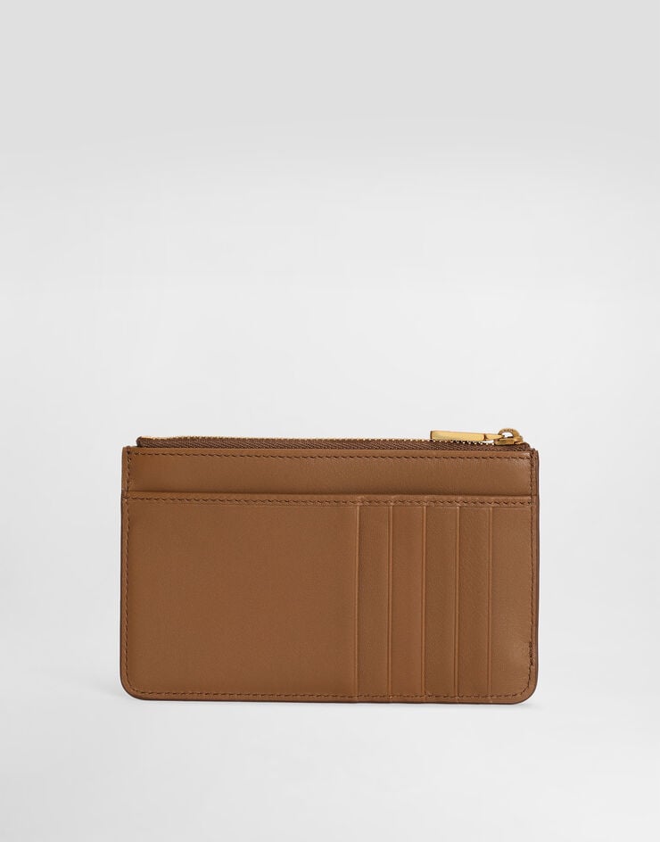 Dolce & Gabbana Calfskin card holder with DG logo Brown BI1261AK274