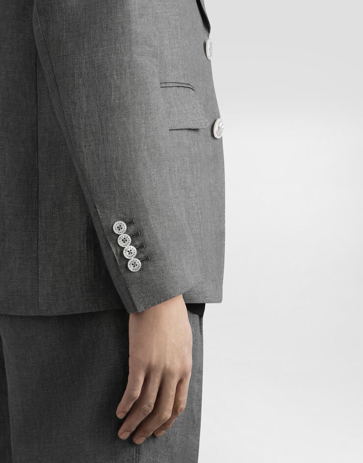 Dolce & Gabbana Sicilia single-breasted jacket in washed linen Grey G2QS6TFU4MF