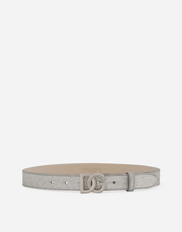 Dolce & Gabbana حزام من قماش لامع فضي EE0068AF220