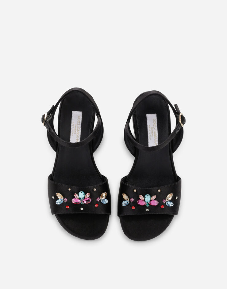 Dolce & Gabbana Sandalias de raso con cristales multicolor Negro D10935AO975