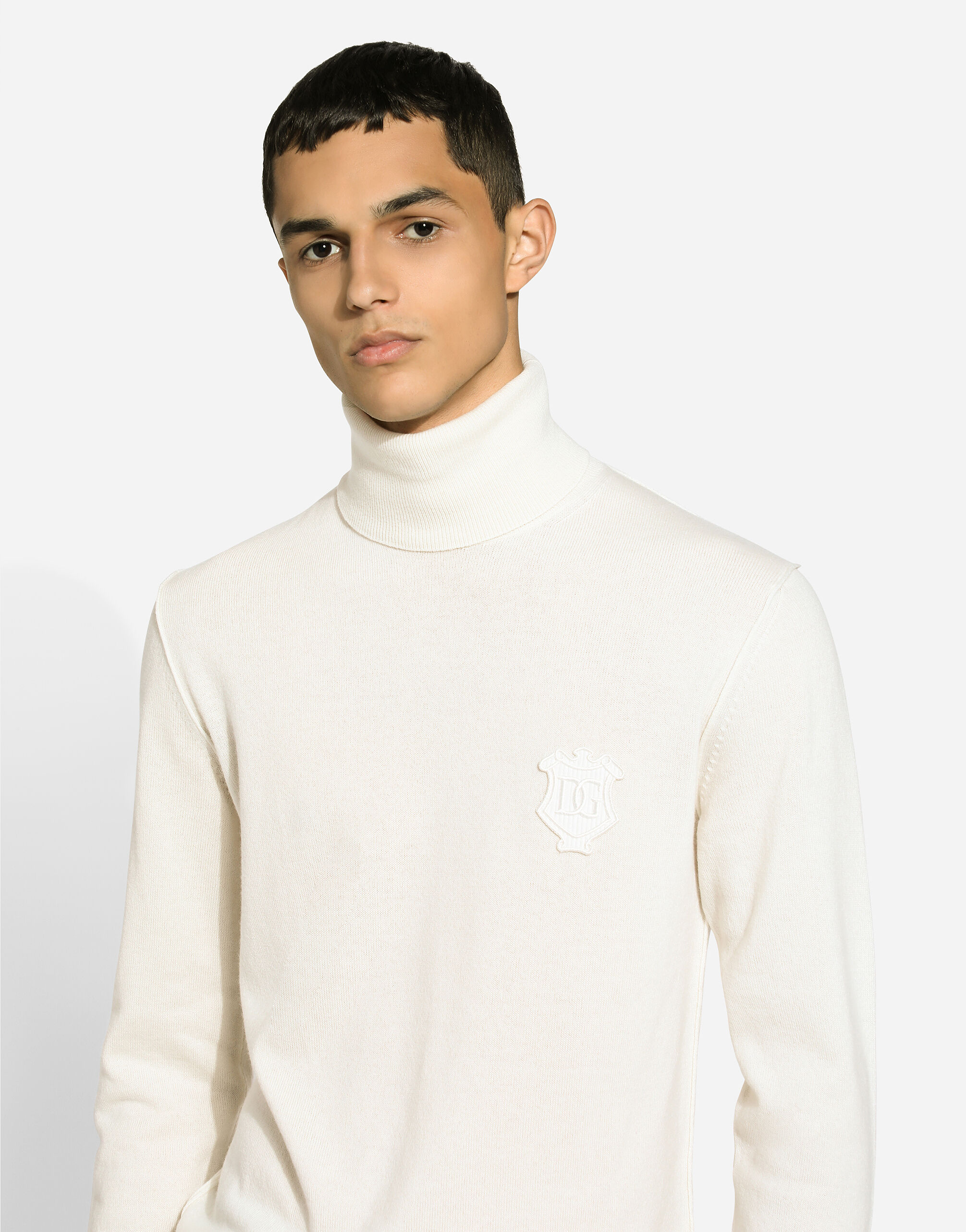 Wool turtle-neck sweater in Beige for Men | Dolce&Gabbana® US